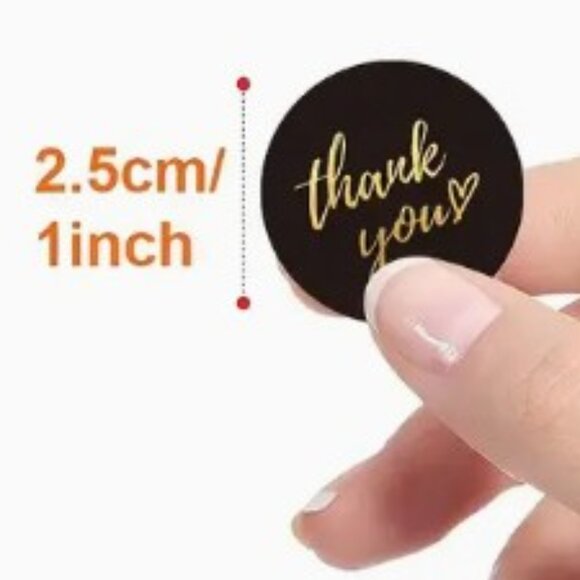 Roll of 500 Thank you stickers Blue, black, white and cream NWT - Picture 2 of 3